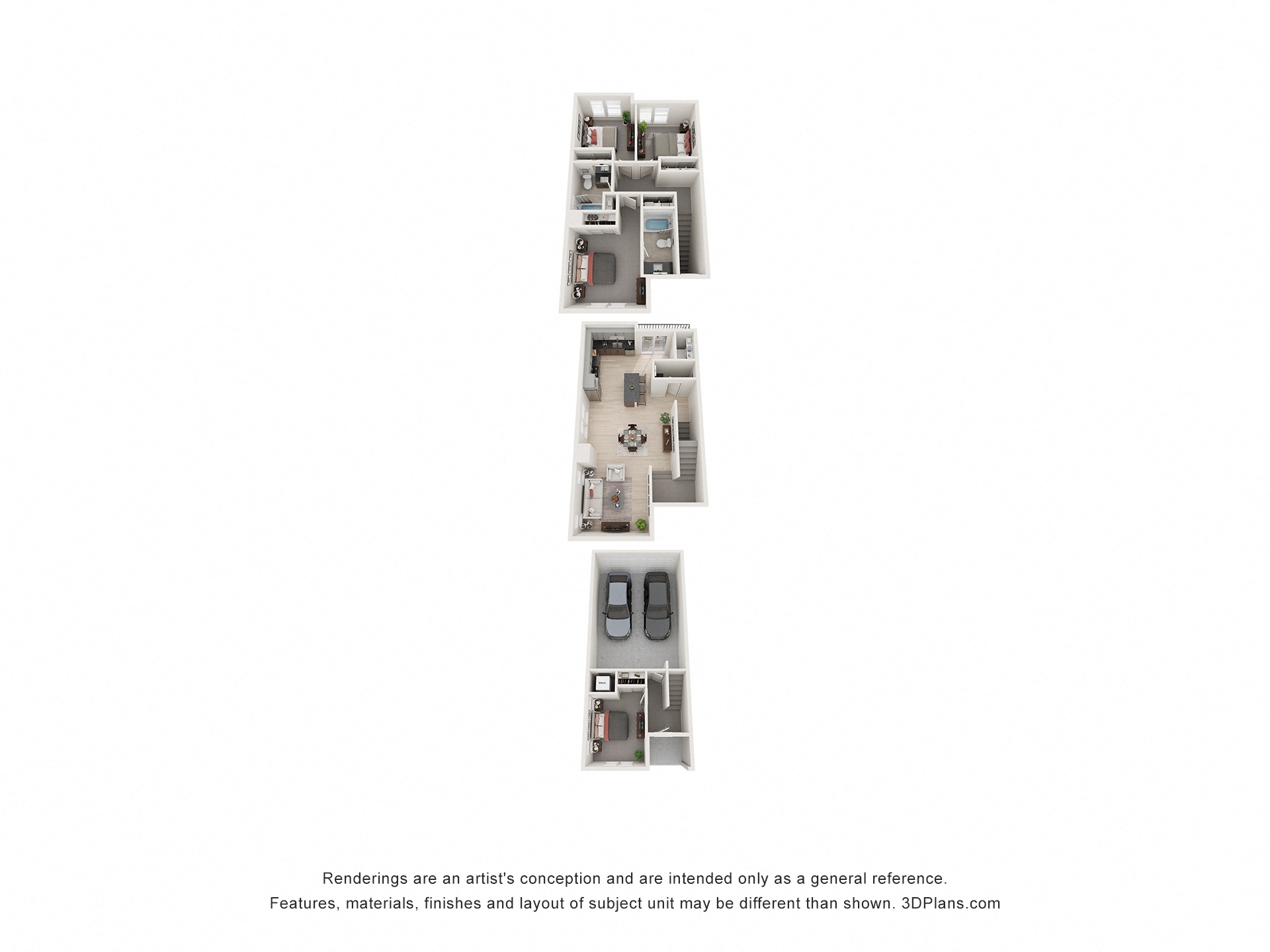 Floor plan for 4 beds, 2.5 baths, 1984 sqft